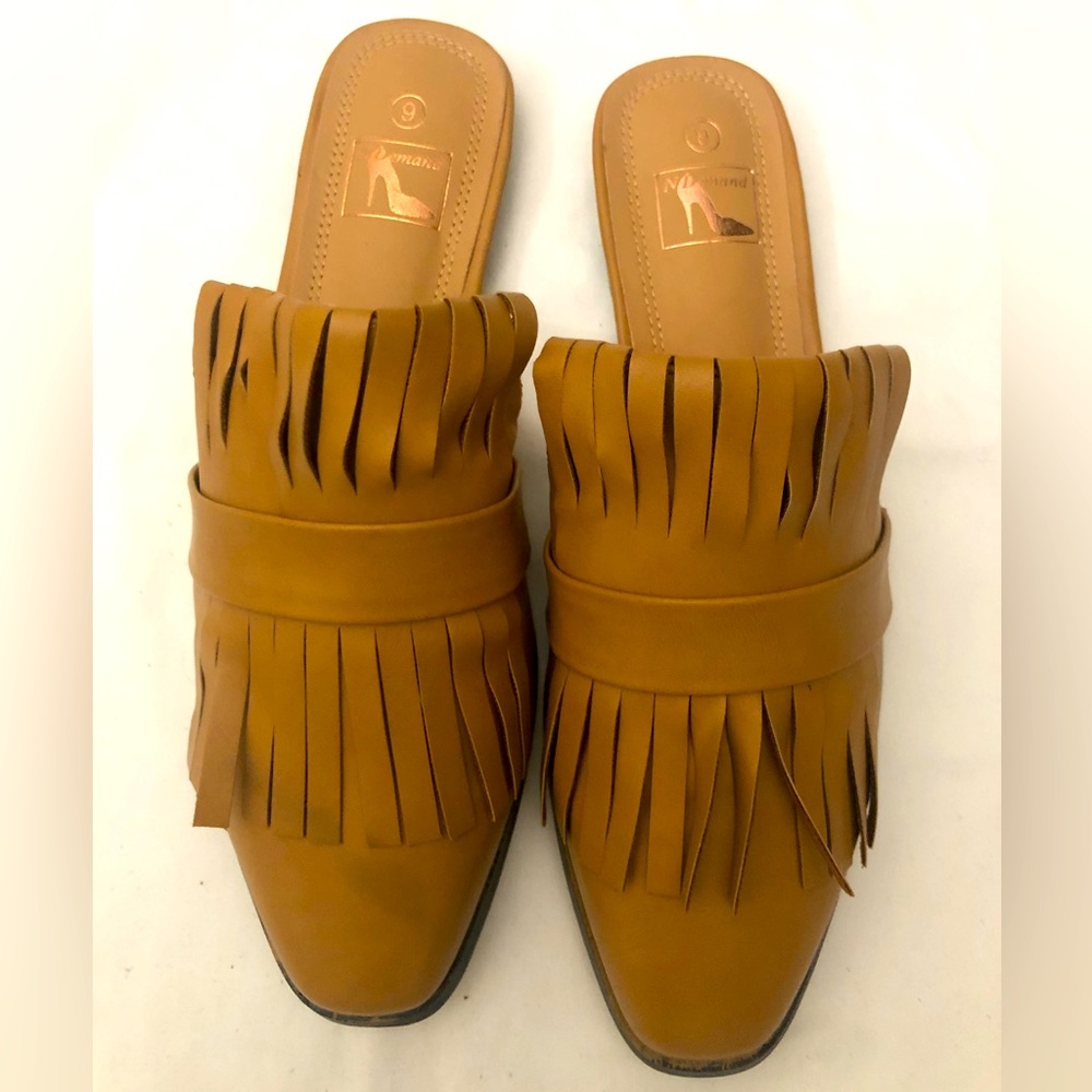 N Demand Womens Fringes Low Heel Mules